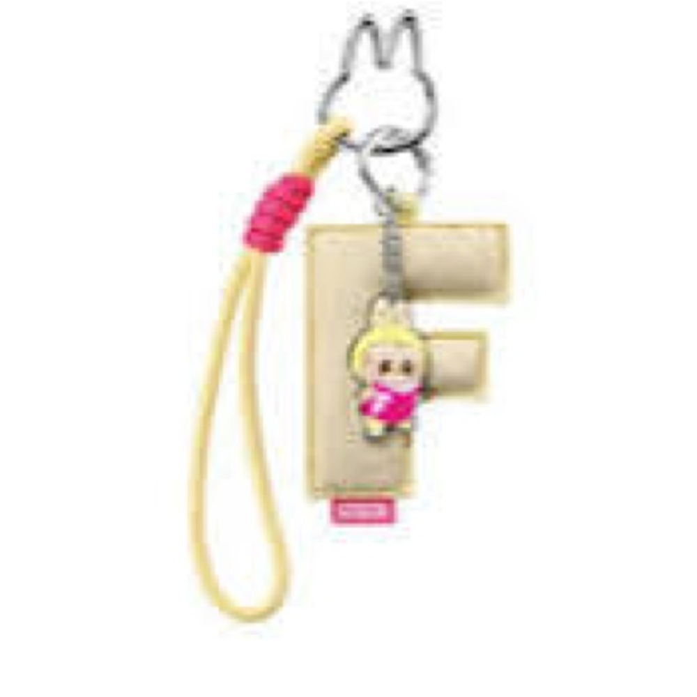 NEW in box 💛 F 🩷 Labubu Pin for Love Fabric letter F pendant yellow pink initial